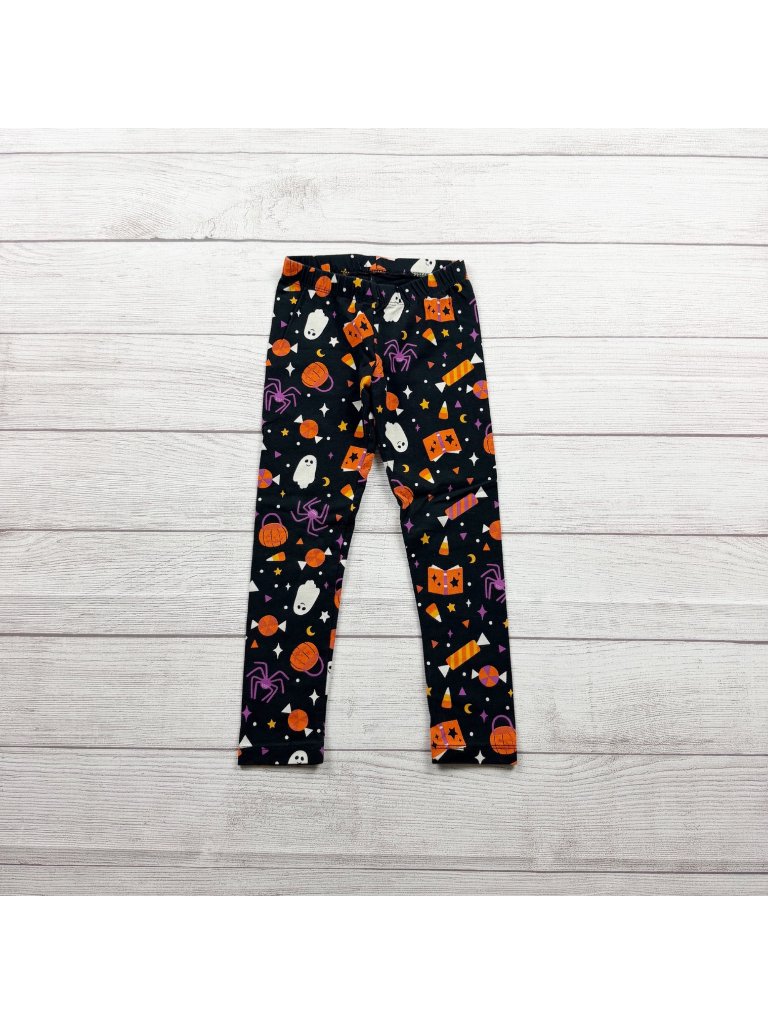 Cat & Jack Halloween Print Kids Leggings Black Glow Ghosts Candy Xs 4-5